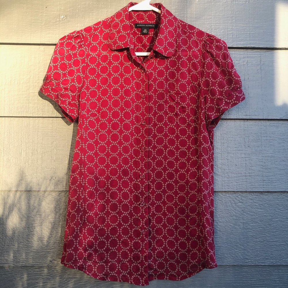 Banana Republic Royal Red Silk Shirt (XS)